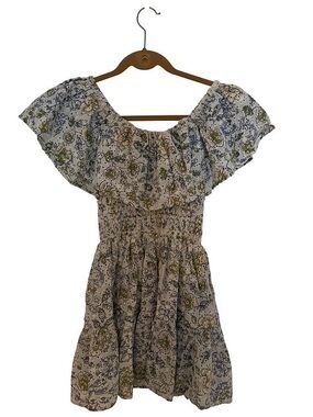 Elan Green and Blue Floral Smocked Dress